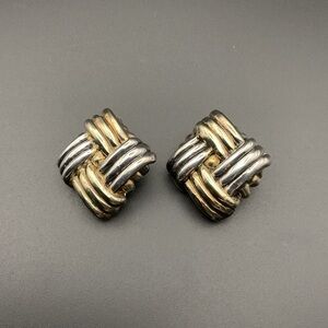 VINTAGE 80's SIGNED GW STERLING SILVER CLIP-ON EARRINGS